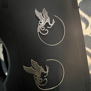 Silver bird earrings